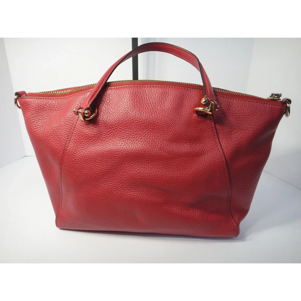 Coach Prairie Satchel Red Pebble Leather Handbag Gold Hardware F79997 Women's